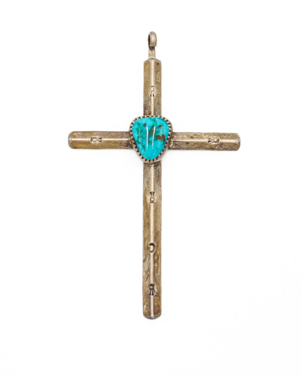 Lot 245: Sterling Native Cross Pendant w/ Turquoise