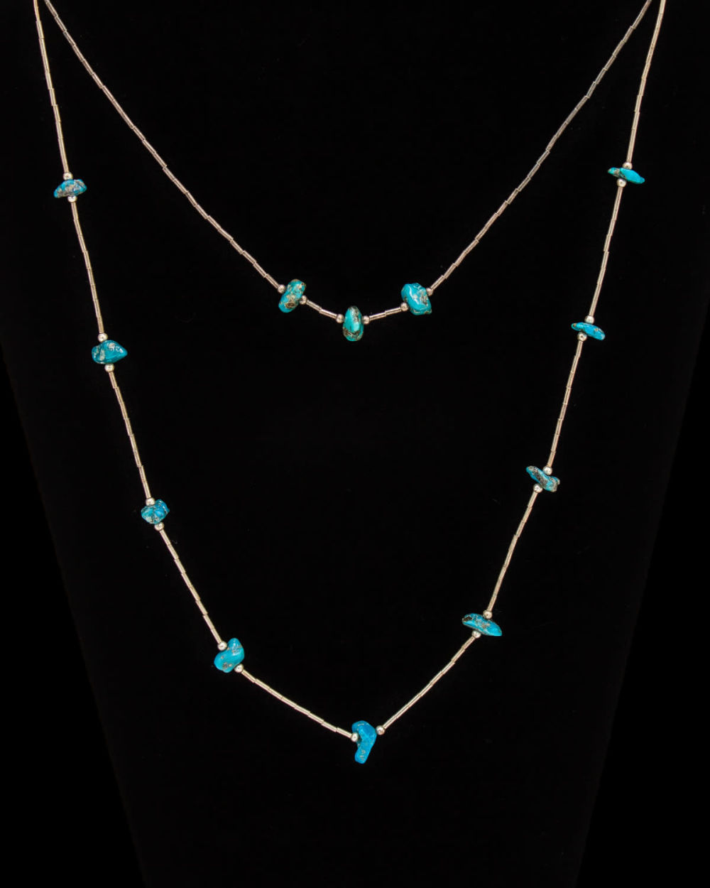 Lot 248: 2 Sterling Liquid Silver Turquoise Necklaces