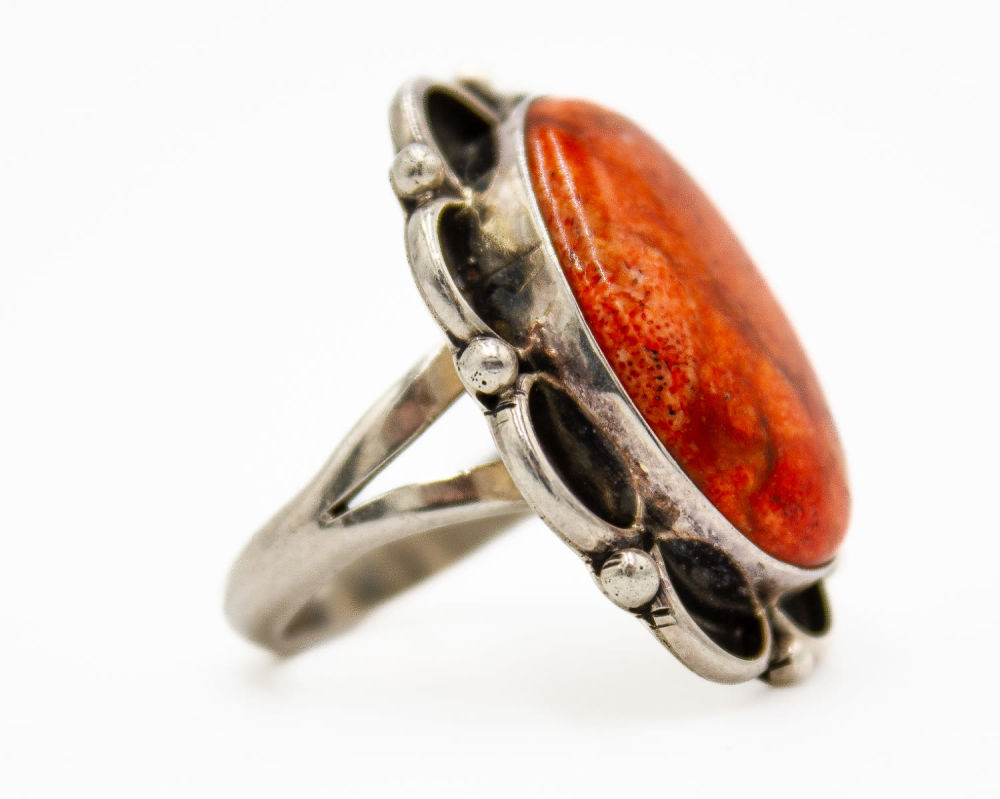 Lot 342: Sterling SIlver Signed Paul Livingston Spiny Oyster Ring Size 9