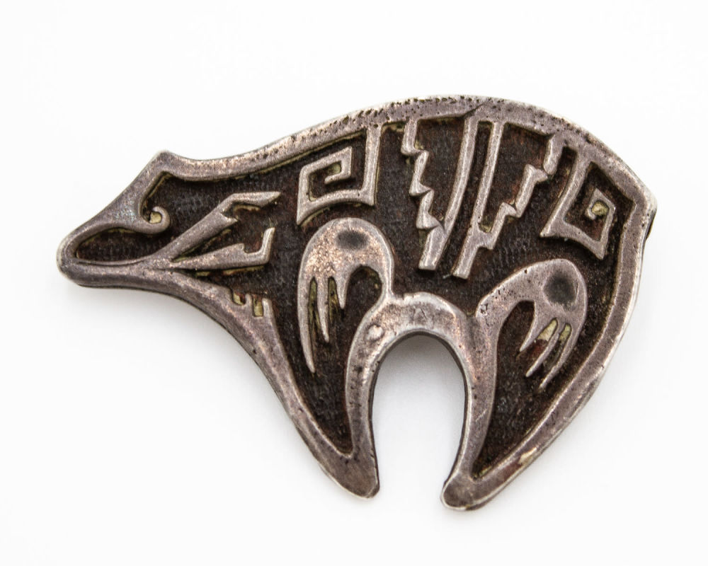 Lot 350: Sterling Silver Navajo Spirit Bear Pendant