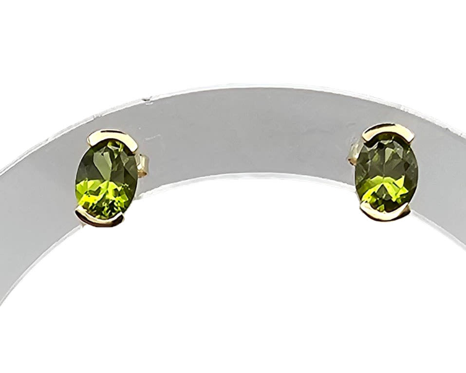 Lot 435: 14k Oval Tourmaline Post Earrings 2 carats TCW
