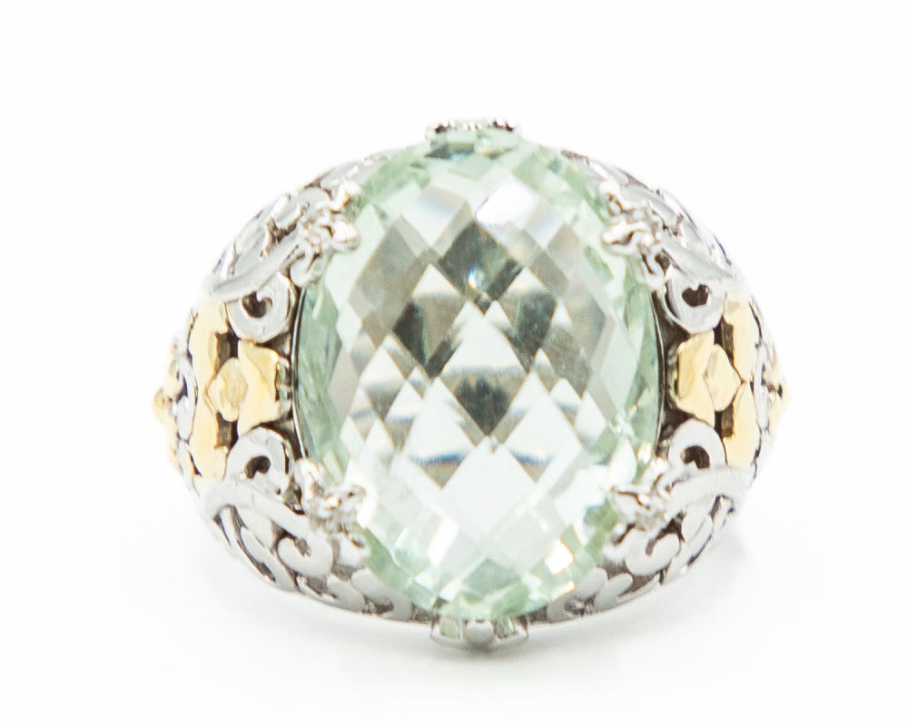 Lot 556: Viola Cushion Cut Stone 950 Cocktail Ring Sz. 6.5