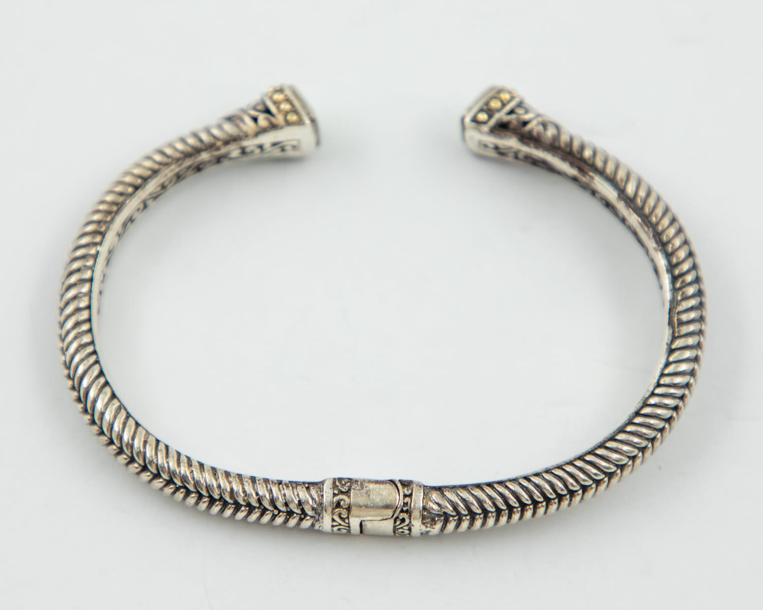 Lot 573 - BJC Peridot 18k Gold Sterling Cuff Hinge Bracelet | Retro ...