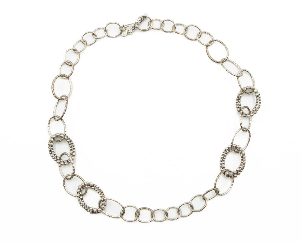 Lot 580: Michael Dawkins Sterling Oval Chain Link Toggle Clasp Necklace