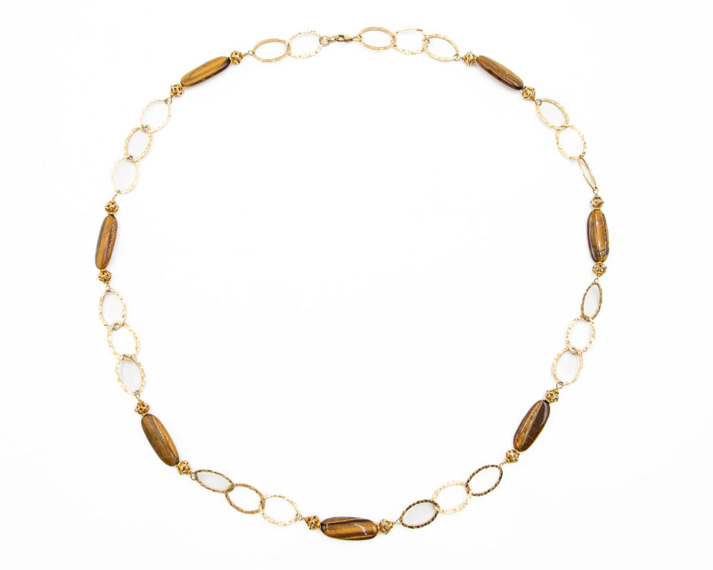 Lot 581: 14k Gold Fill Tigers Eye Necklace