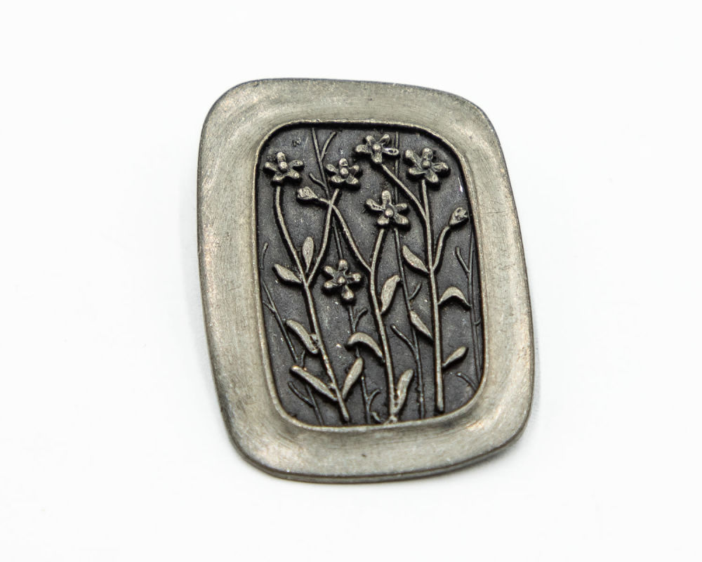 Lot 659: Rune Tennesmed Sweden 1960s Pewter Pin Floral Motif
