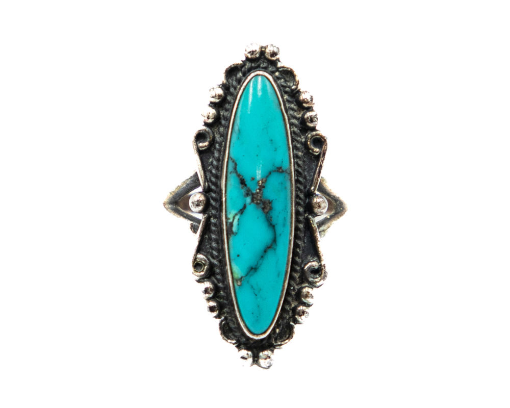 Lot 677: Maisel's Indian Trading Post Turquoise Sterling RIng Sz. 8.25