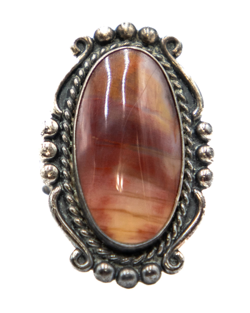 Lot 686: Bell Trading Post Red Stone Sterling  Ring Sz. 7.5