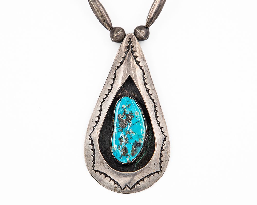 Lot 188: Richard Henry Yazzie Navajo Sterling Turquoise Necklace