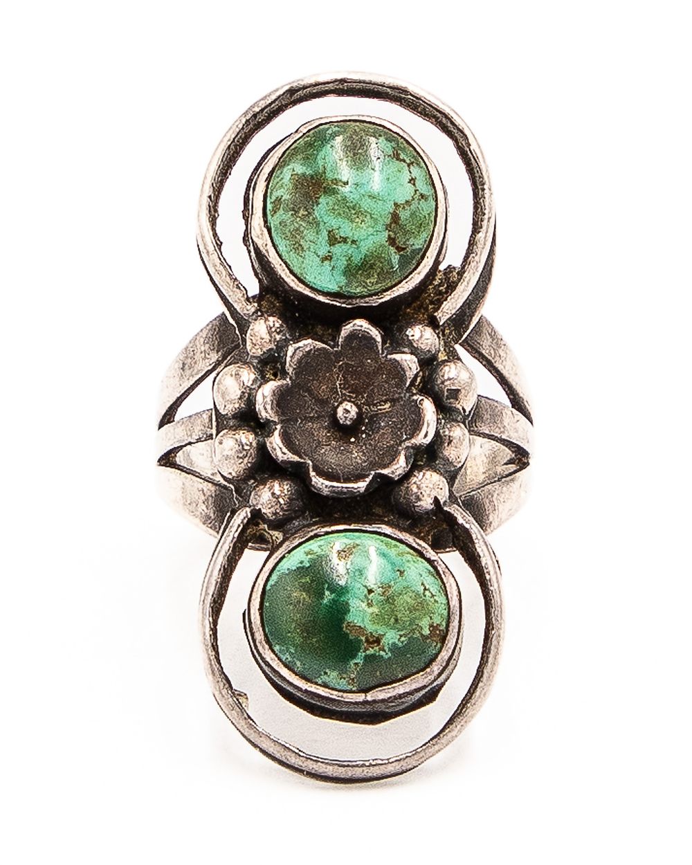 Lot 228: Vintage Navajo Sterling Green Turquoise Ring Sz. 7.5