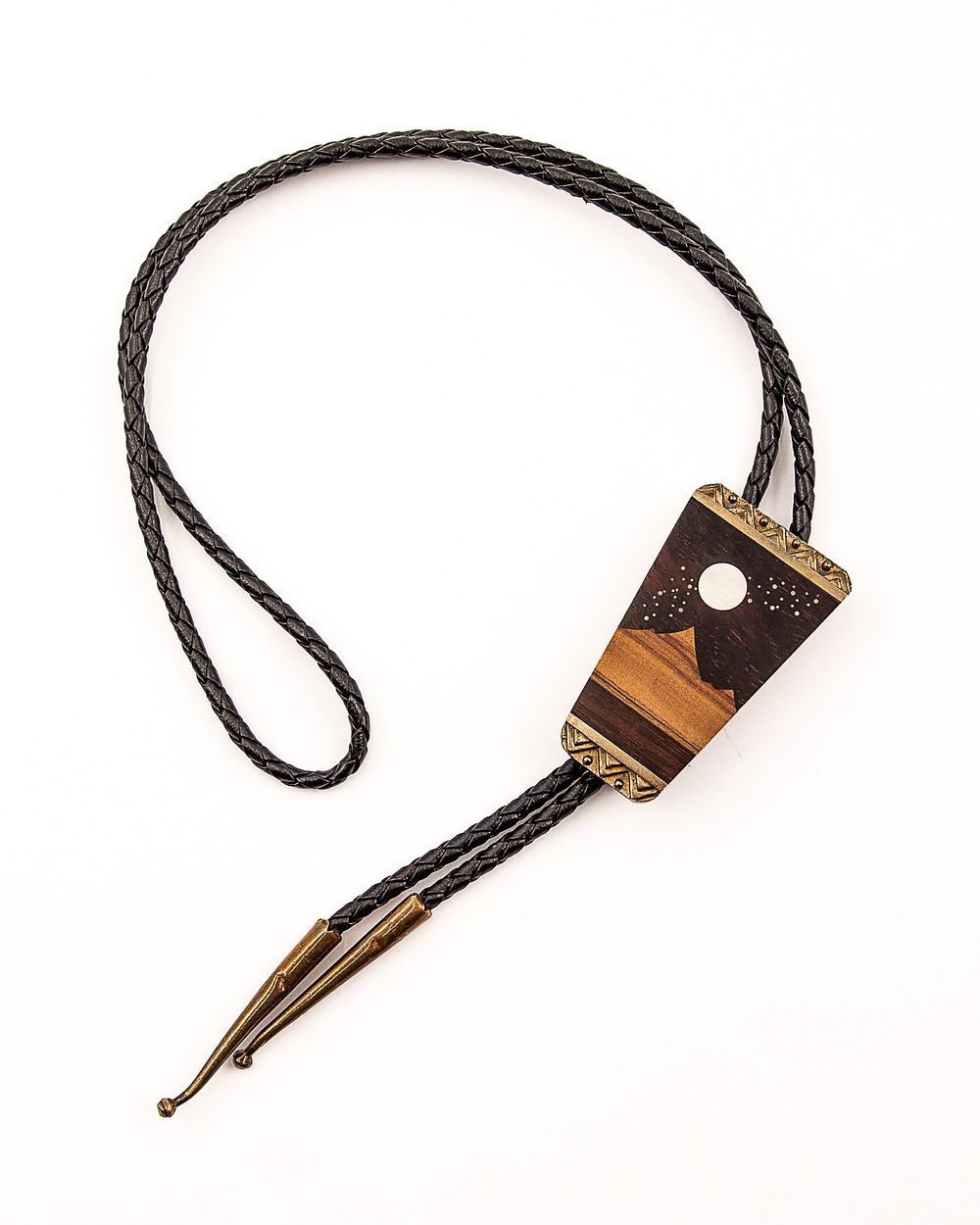 Lot 267: Southwest Mother Of Pearl Wood Inlay Bolo Tie