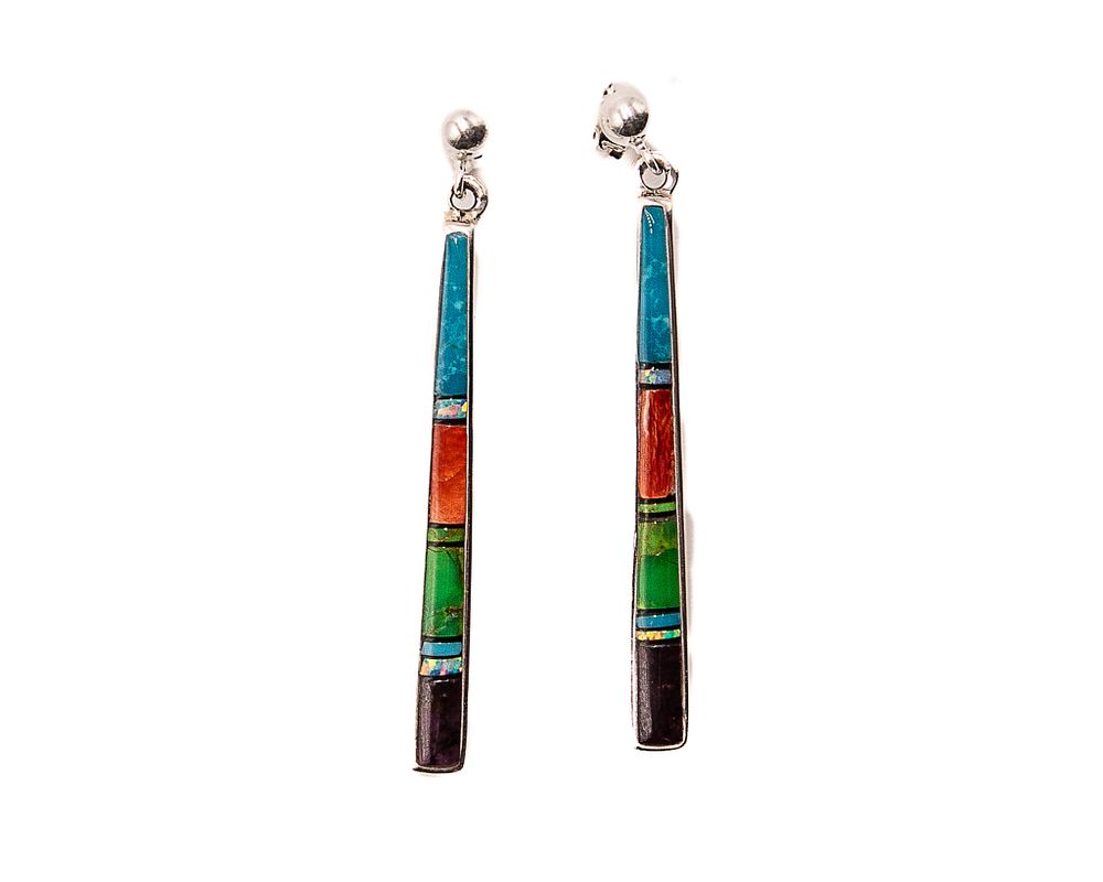 Lot 278: Rick Tolino Sterling Turquoise Spiny Oyster Synthetic Opal Inlay Earrings