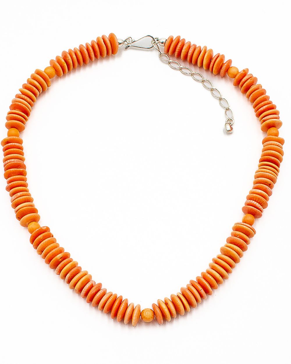 Lot 444: Jay King Mine Finds Spiny Oyster Disk Sterling Necklace