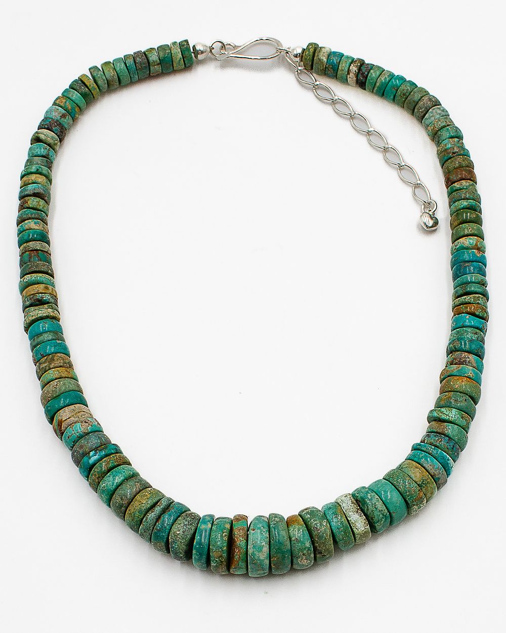 Lot 453: Jay King Mine Finds Graduated Turquoise Disk Sterling Necklace As Is