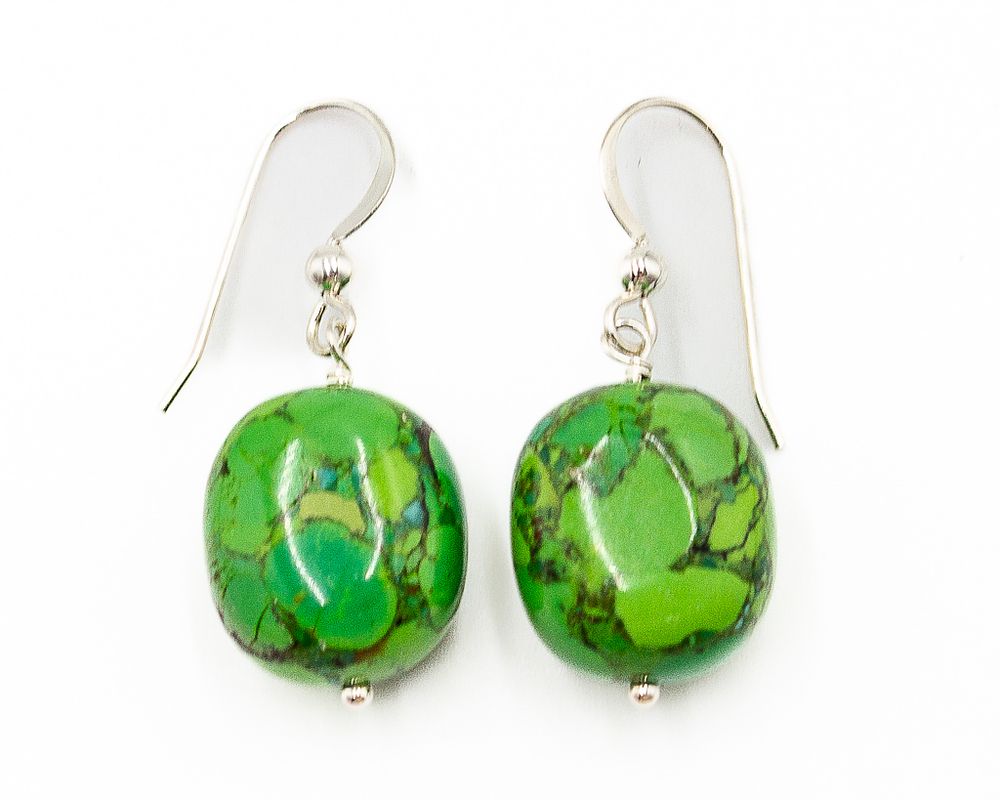 Lot 460: Jay King Mine Finds Green Turquoise Sterling Earrings