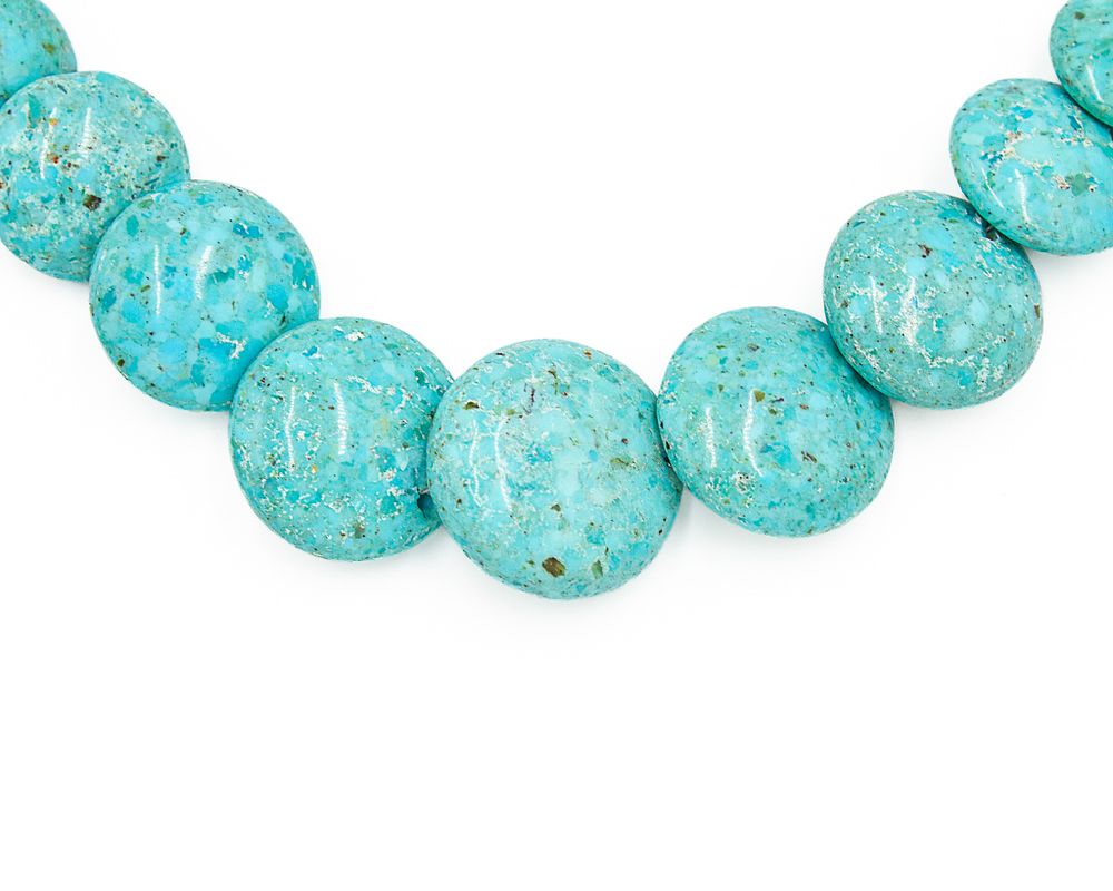 Lot 514: Jay King Mine Finds Graduated Round Disk Turquoise Sterling Necklace