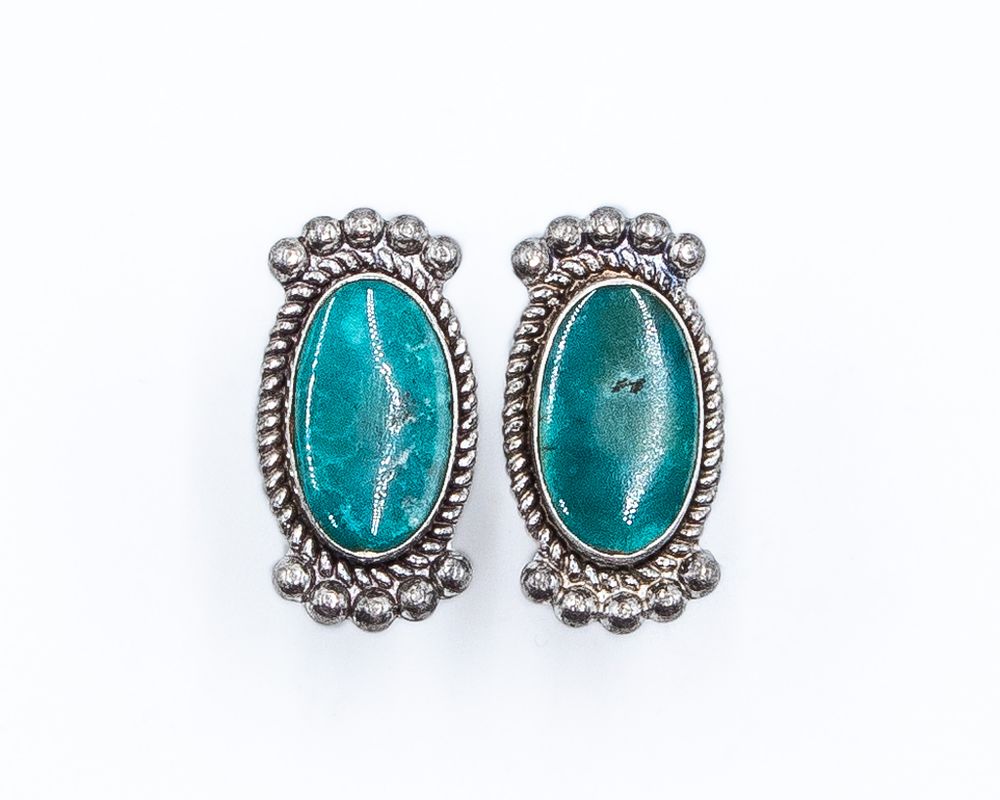 Lot 572: Vintage Navajo Turquoise Sterling Earrings