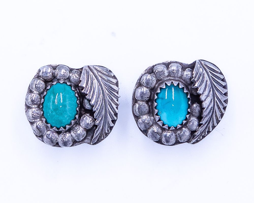 Lot 632: Vintage Navajo Turquoise Sterling  Earrings