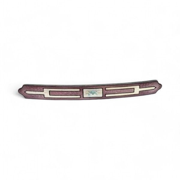 Lot 212: Vintage Guilloche Enamel Sterling Silver Purple Floral Bar Pin 9 G