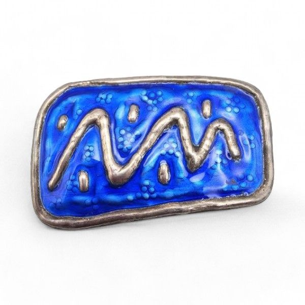 Lot 213: Norway Oystein Balle Enamel Sterling Silver Mid Century Brooch 15 G