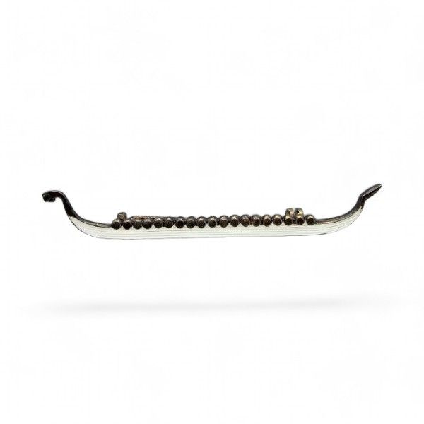 Lot 290: Norway J Tostrup Guilloche Enamel Sterling Silver Viking Long Boat Brooch 4.7 G