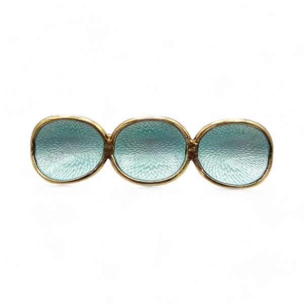 Lot 310: Norway H Ivar T Holth Guilloche Enamel Sterling Silver spring Green Bar Pin 5.9 G