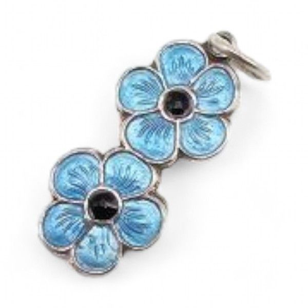 Lot 348: Denmark MEKA Guilloche Enamel Sterling Silver Floral Charm 1.2 G