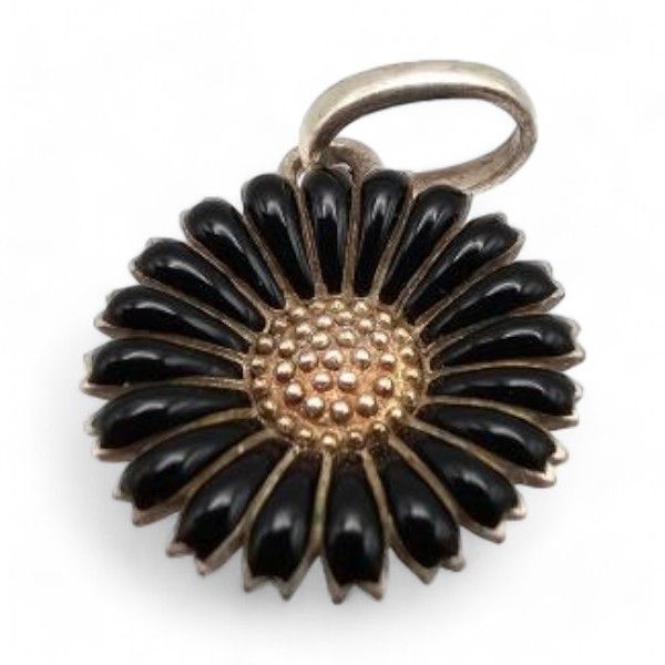 Lot 382: KrZi Enamel Sterling Silver Sunflower Pendant 1.8 G