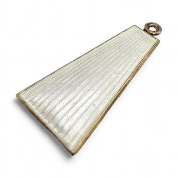 Lot 394: Denmark VB Volmer Bahners Guilloche Enamel Sterling Silver White Pendant 1.9 G