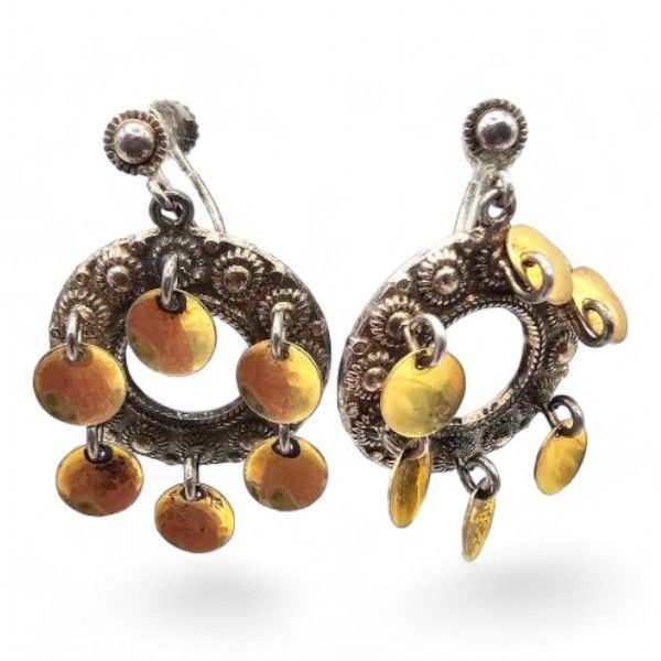 Lot 451: Vintage Norway Aksel Holmsen Sterling Silver Solje Wedding Dangle Earrings 7.1 G