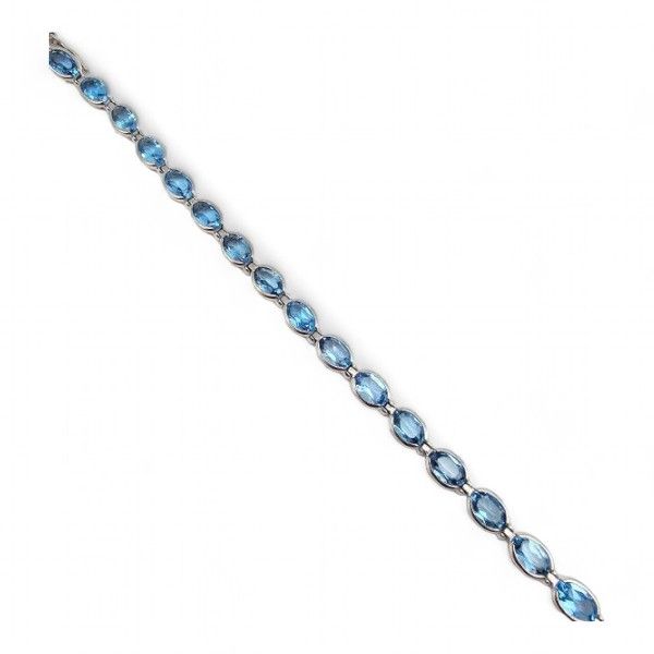 Lot 461: Topaz 14K White Gold Tennis Bracelet 8.5 G