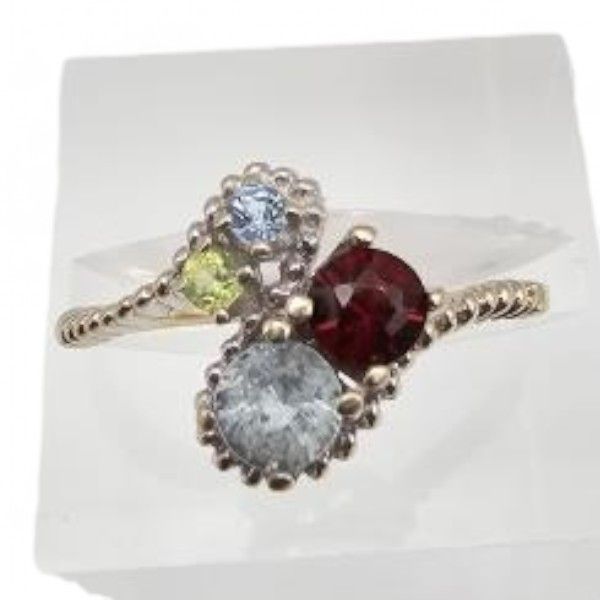 Lot 467: PK? Gemstone 14K Gold Cocktail Ring Sz. 7.25 2 G