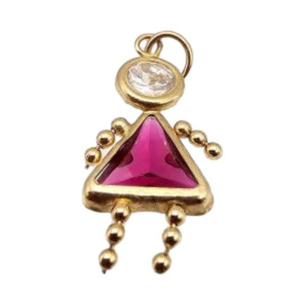 Lot 473: Birthstone 14K Gold Girl Pendant 0.5 G