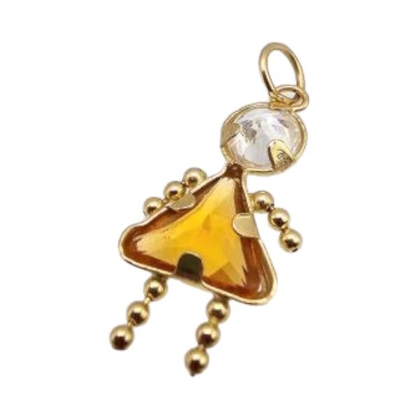 Lot 474: Birthstone 14K Gold Girl Pendant 0.5 G