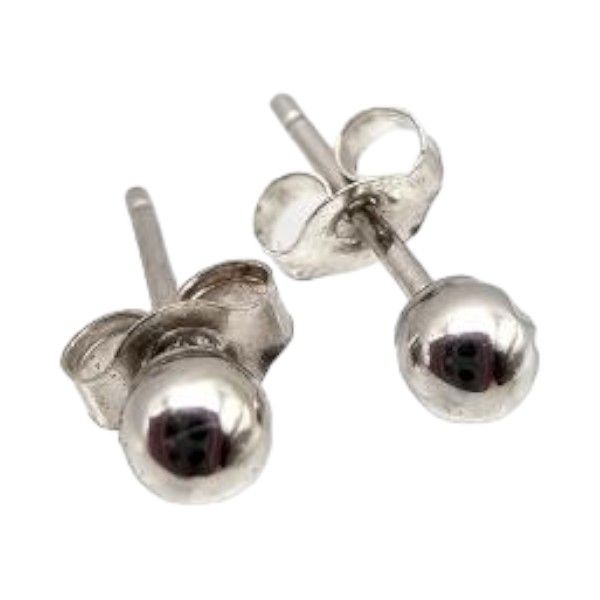 Lot 476: S 14K White Gold Stud Earrings 0.1 G
