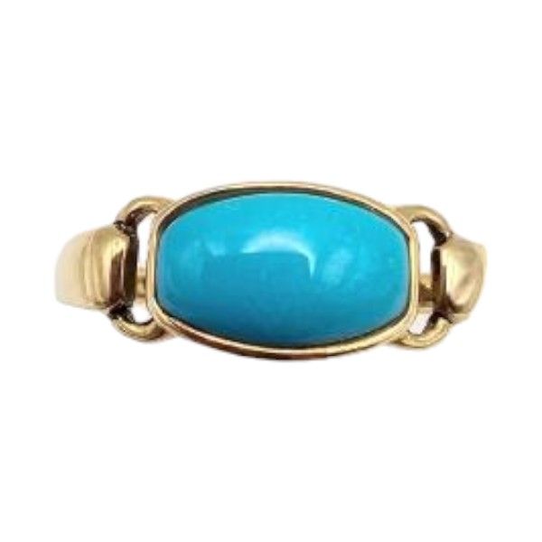 Lot 484: Sleeping Beauty Turquoise 14K Gold Cocktail Ring Sz. 7.5 2.2 G