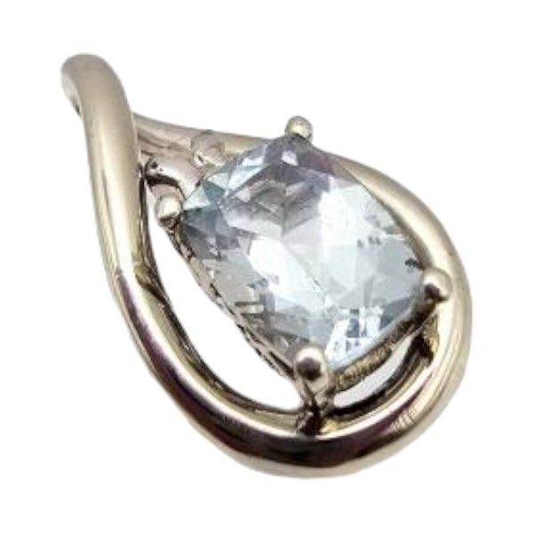 Lot 485: Aquamarine 14K White Gold Pendant 1.7 G Approximately 0.77 TCW