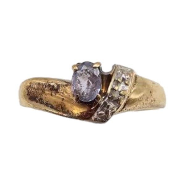 Lot 488: Gg Gemstone Diamond 10K Gold Cocktail Ring Sz. 6.75 1.8 G