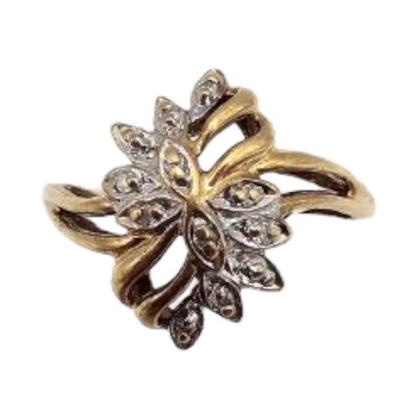 Lot 489: Magic Glo Diamond 10K Gold Cocktail Ring Sz. 7.25 1.8 G