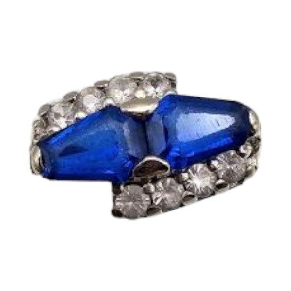 Lot 490: Lab Topaz 10K Gold Cocktail Ring Sz. 7.75 3 G