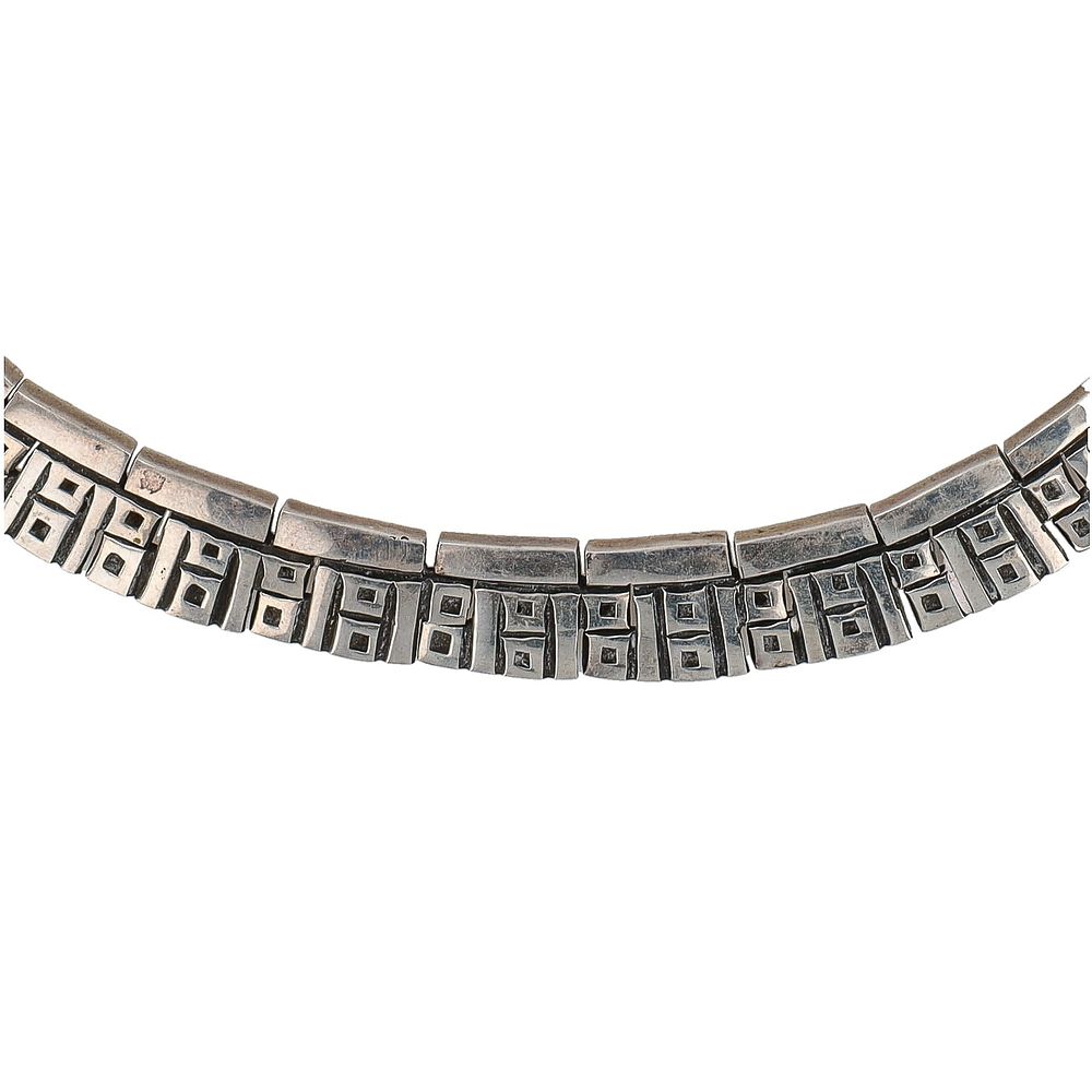 Lot 244: Rubi Ramirez Taxco Mexico 980 Silver Geometric Link Necklace