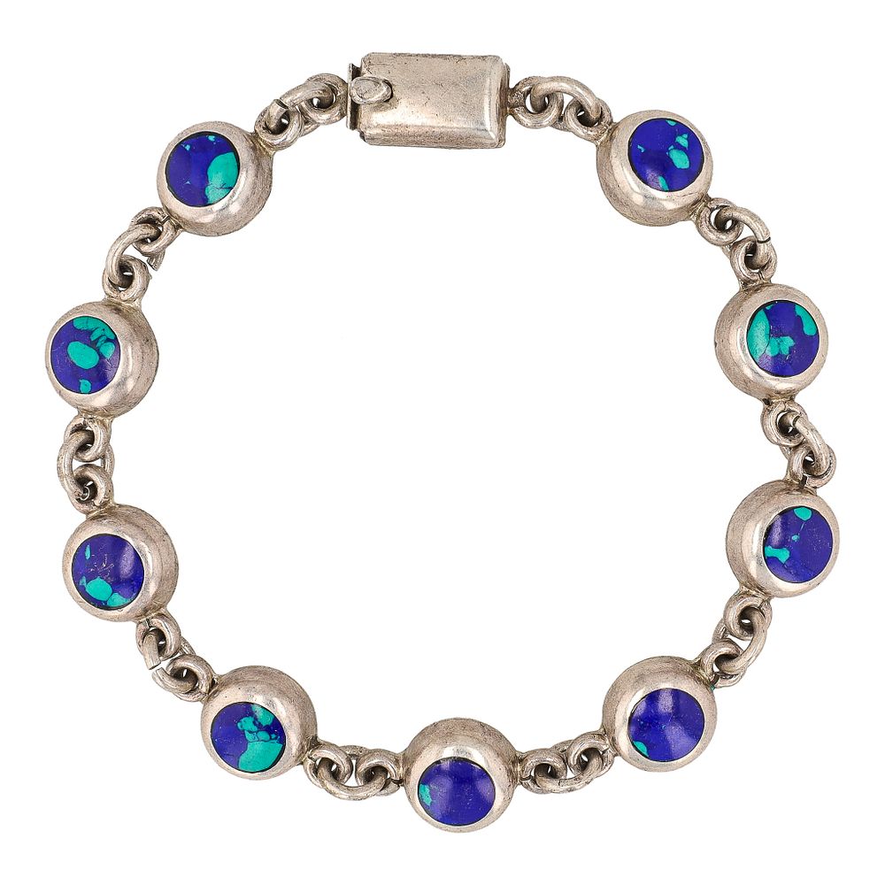 Lot 377: Vintage Mexico Azurite Sterling Bracelet