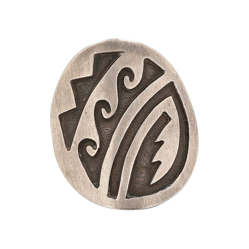 Lot 395: Vintage Hopi Sterling Overlay Ring Sz. 6.5