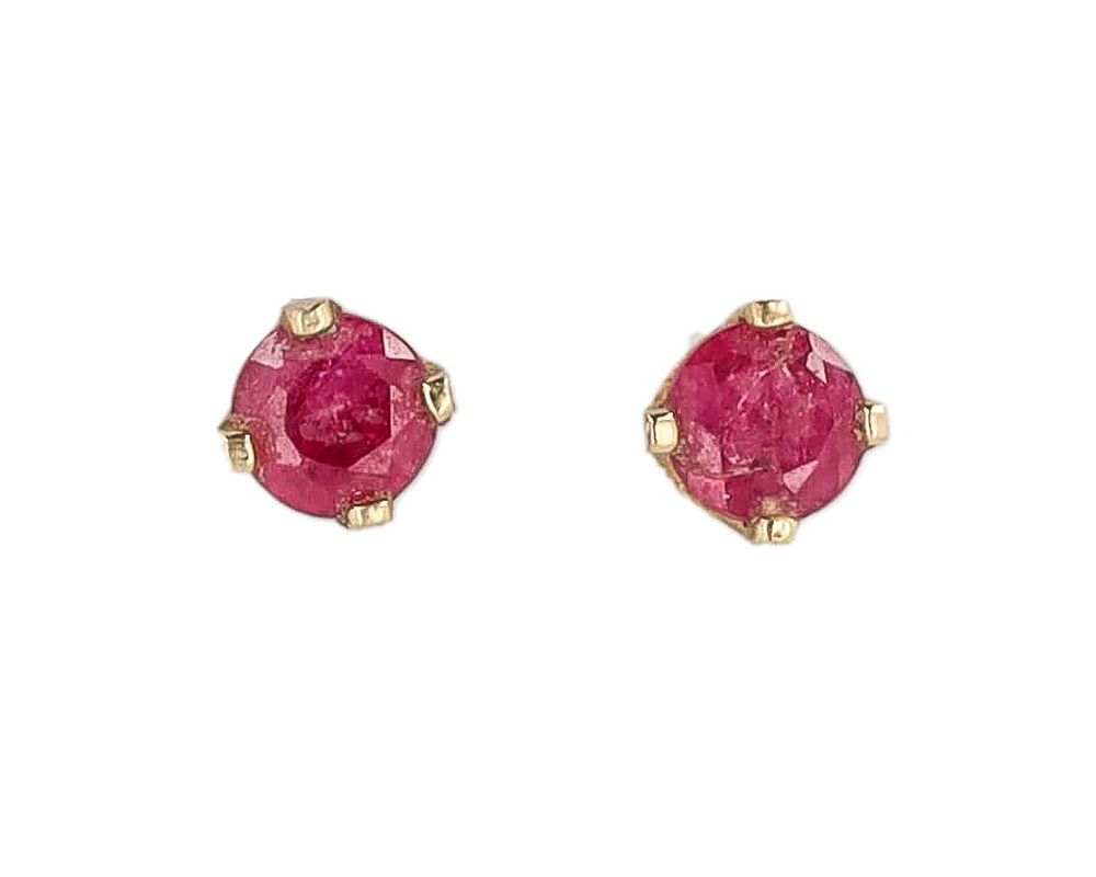 Lot 476: Ruby Gemstone 14K Gold Earrings