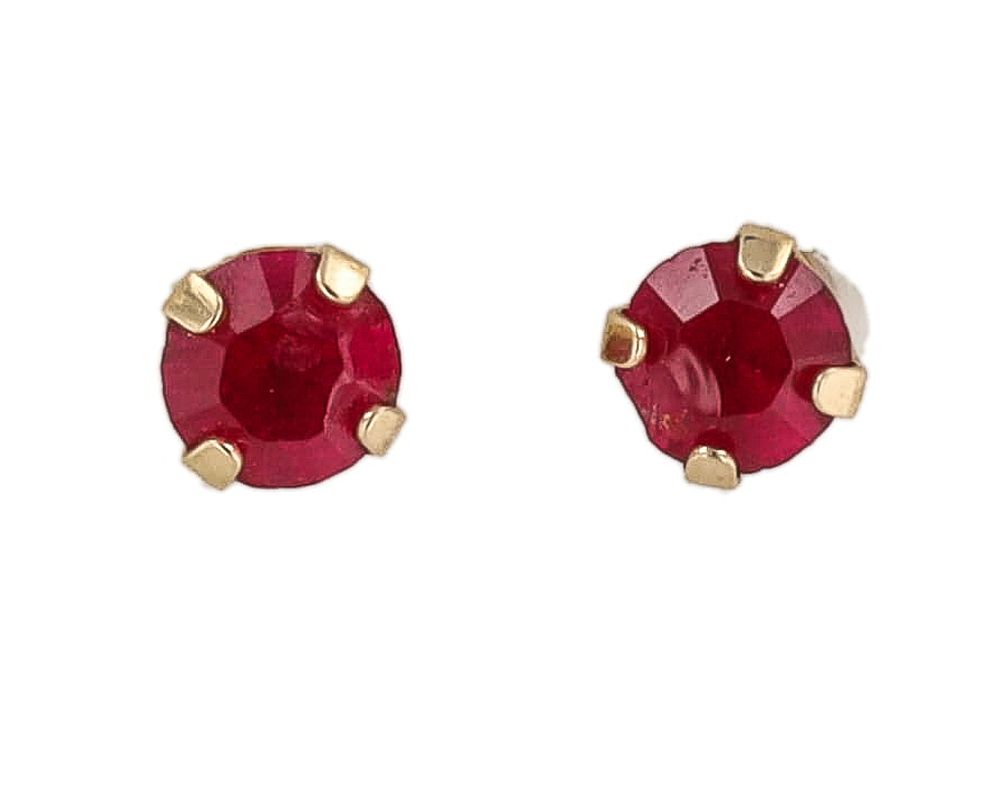 Lot 478: Ruby Gemstone 14K Gold Stud Earrings