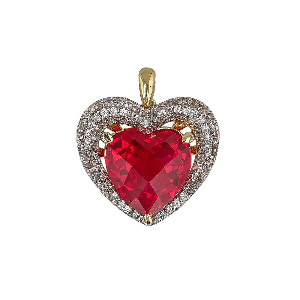 Lot 556: PM Ruby Gold Over Sterling Silver Heart Pendant