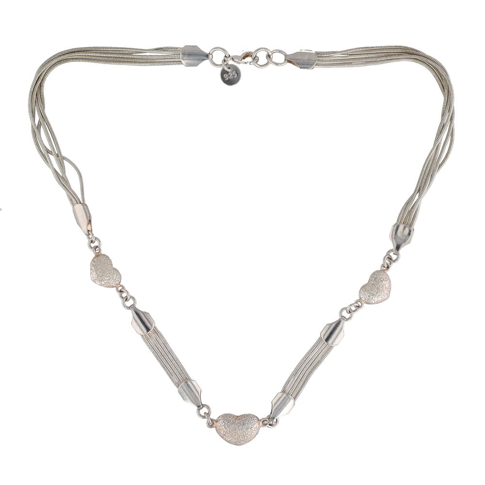 Lot 469: Sterling Silver Heart Charms Necklace