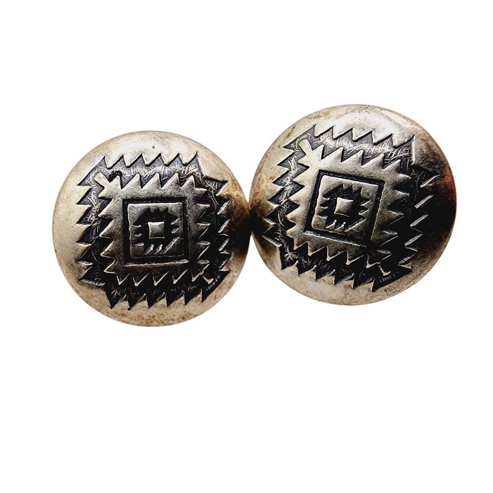 Lot 156: Vintage Hopi Sterling Overlay Earrings 1.8g