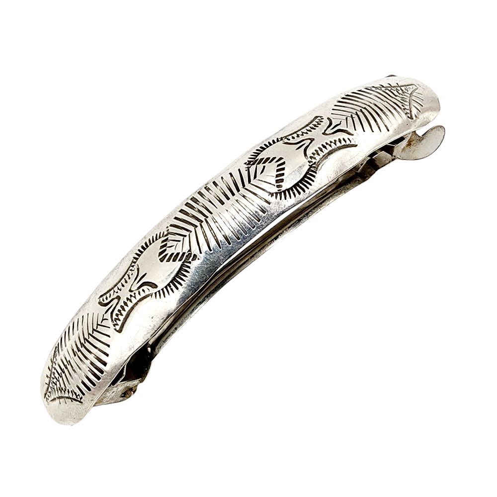 Lot 191: Vintage Navajo Sterling Hand Stamped Hair Barrette 10.3g