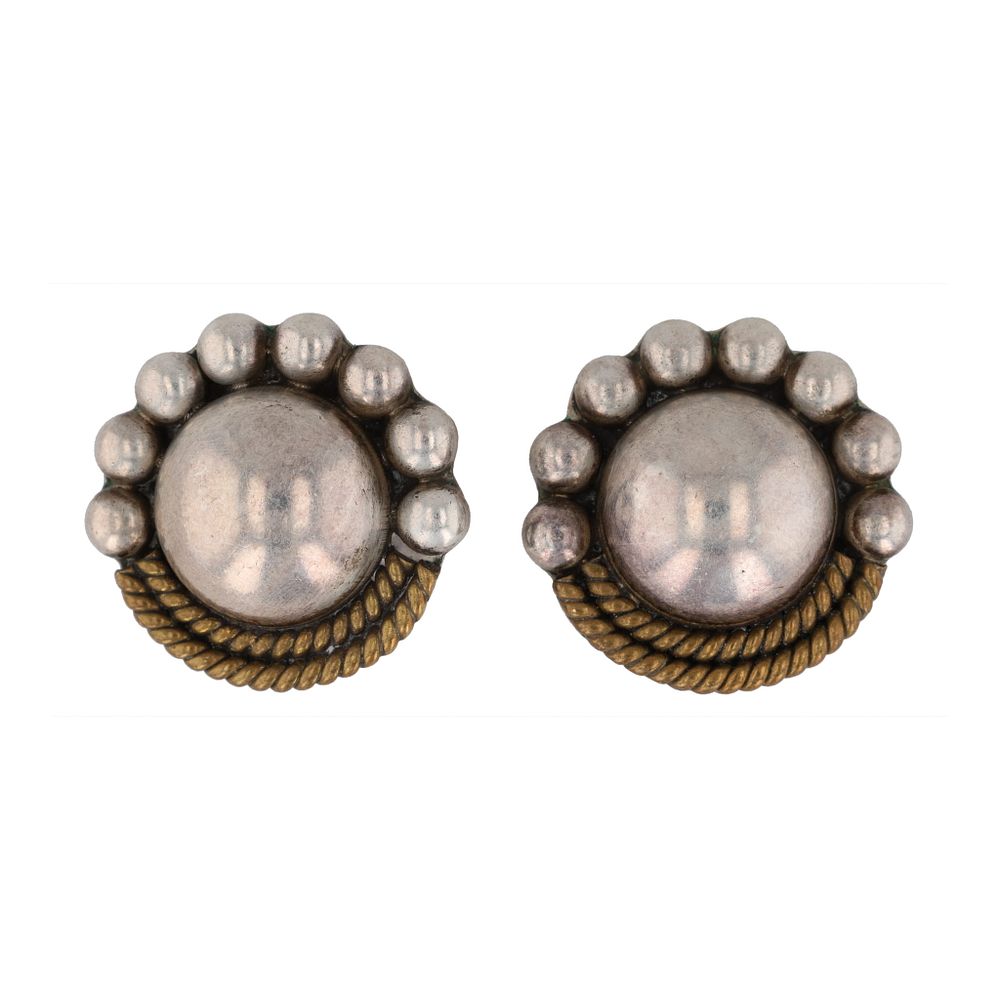 Lot 156: TO-77 Taxco Mexico Sterling Hollow Form Dome Rope Earrings